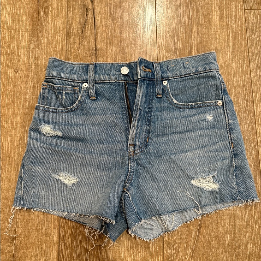 Madewell Blue Jean Shorts Distressed High-Waisted